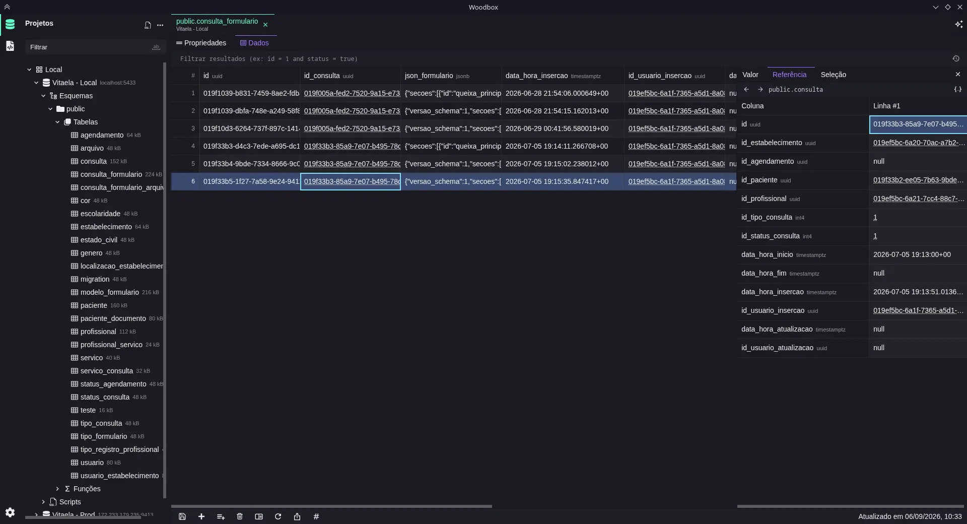 Woodbox table data view