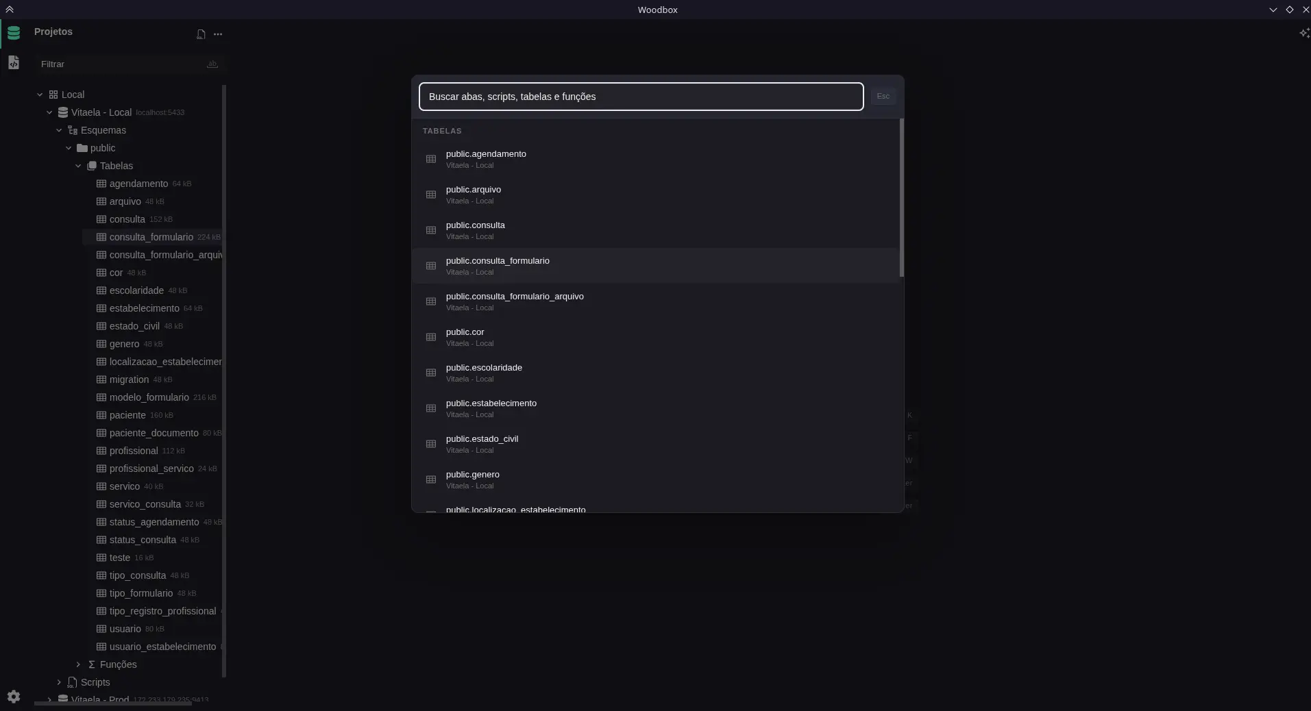 Woodbox quick search